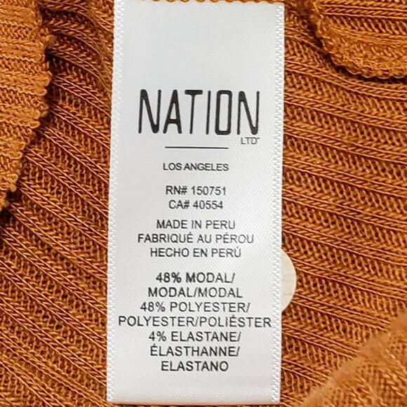 Revolve Nation Ltd Ida Ribbed Mockneck Tee Shirt Butterscotch Yellow XS Basics - Picture 7 of 13